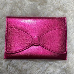 Metallic Pink Bow Pouch